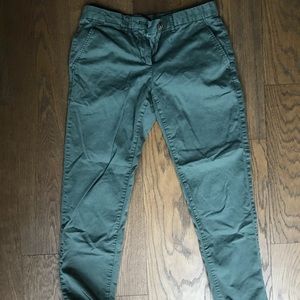 Broken-in olive chino khakis
